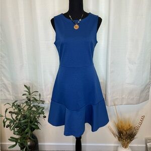 Gap Sleeveless Ruffle Hem Dress Blue Medium